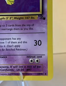 Pokemon TCG Hypno 23/62 Non-Holo Fossil Vintage 1999 WOTC NM ⭐ Super Clean ⭐ - Image 5