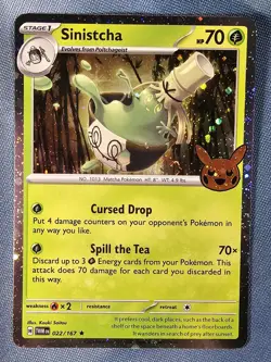Pokemon TCG Sinistcha Cosmo Holo with Rare Swirl 022/167 TWM 2024 Trick or Trade - Image 2