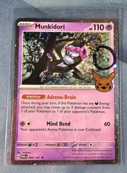 Pokemon TCG Munkidori Cosmo Holo with Rare Swirl 095/167 TWM 2024 Trick or Trade - Image 1