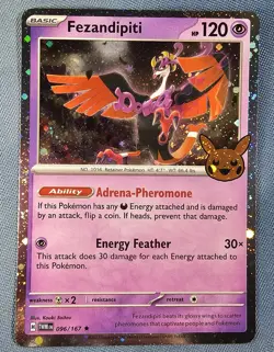 Pokemon TCG Fezandipiti Cosmo Holo w Rare Swirls 096/167 TWM 2024 Trick or Trade - Image 2