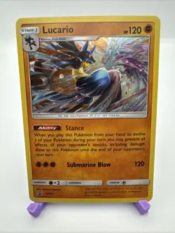 Pokemon TCG Lucario SM Black Star Promo SM54 Promo Cosmos Holo Rare - Image 1