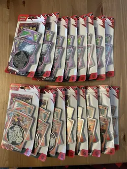 16 packs ! Pokemon Destined Rivals Blister Pack & Promo Coin, 8 Fuecoco 8 Togepi - Image 1