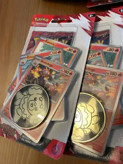 16 packs ! Pokemon Destined Rivals Blister Pack & Promo Coin, 8 Fuecoco 8 Togepi - Image 3