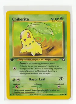 Pokemon TCG Chikorita 54/111 Neo Genesis 1st Edition Mp- - Image 1