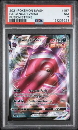 2021 Pokemon Sword & Shield Fusion Strike Gengar VMAX 157 Fa Fusion Strike PSA 7 - Image 1