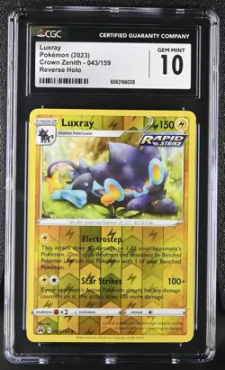 Pokemon Card LUXRAY Reverse Holo #043 Crown Zenith CGC 10 GEM MINT - Image 1