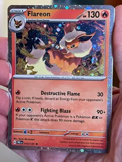 POKEMON FLAREON 013/131 RARE COSMOS HOLOFOIL PRISMATIC EVOLUTIONS NM CARD - Image 1