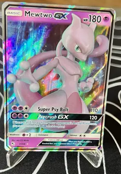Pokemon Mewtwo GX Holo Ultra Rare TCG Card Hidden Fates 31/68 Full Art - Image 3