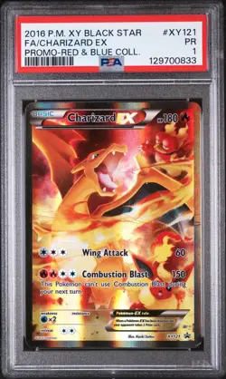 PSA 1 Charizard EX XY121 Black Star Promo 2016 Red Blue Full Art Pokemon Card - Image 1