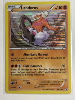 Landorus 85/113 - Black & White Legendary Treasures Holo Rare Pokemon Card - Image 1