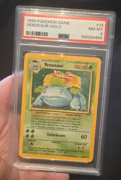 Pokemon TCG Venusaur Holo Rare Unlimited Card Base Set 1999, PSA 8, Vintage - Image 1