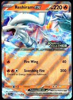 Pokemon TCG Reshiram ex 030/159 2025 Journey Together Stamped Promo Card - NM - Image 1