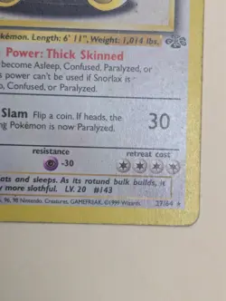 SNORLAX 27/64 Jungle 1st EDITION non-holo rare Pokemon TCG card - Image 3