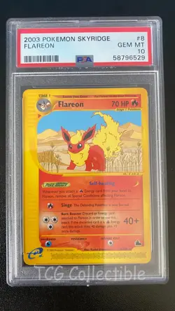 PSA 10 GEM MINT Flareon 8 Rare 2003 Skyridge WOTC Pokemon Card Pop 98 - Image 1