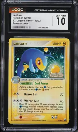 1 of 2!! 2006 Pokemon EX Legend Maker Reverse Holo Lanturn #19 CGC 10 GEM MINT - Image 1