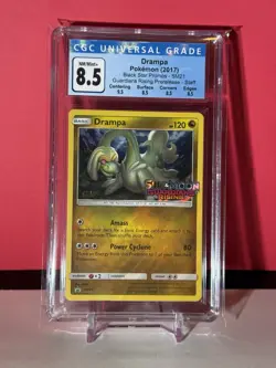 CGC 8.5 2017 Prerelease STAFF Promo Drampa Holo SM21 Pokemon Guardians Rising - Image 1