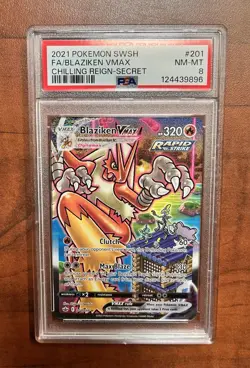 Pokemon Chilling Reign Blaziken VMax #201/198, PSA 8 - Image 1