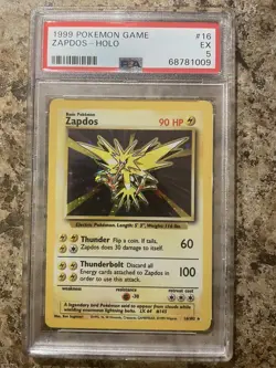 1999 Pokemon Base Set Zapdos Holo #16 PSA 5 - Image 1