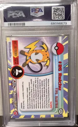 2000 Pokemon Topps Chrome #26 RAICHU PSA 10 MINT - Image 2