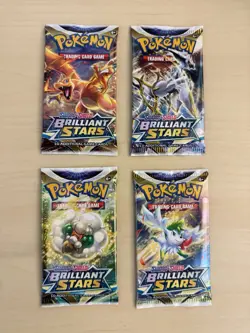 Pokemon Sword & Shield Brilliant Stars Booster Packs Lot of 4 Sealed - Image 1