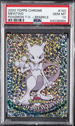 2000 TOPPS CHROME POKEMON T.V. SPARKLE #150 MEWTWO PSA 10 - Image 1