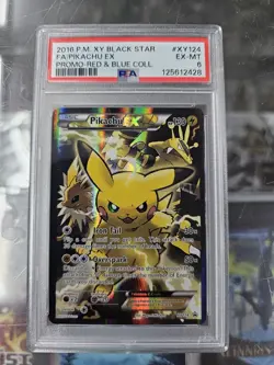 2016 Pokemon XY Black Star Pikachu Ex Promo Red & Blue #XY124 PSA 6 EX-MT - Image 1