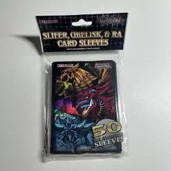 Konami YUGIOH SLIFER, OBELISK, AND RA Card Sleeves Protectors 50ct Sealed - Image 1