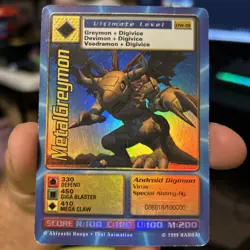 Digimon MetalGreymon DW-01 Rare Holo Card PlayStation Promo Bandai 1999 - Image 1