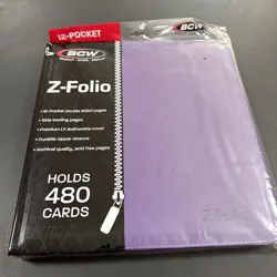 BCW Z-Folio 12 Pocket 480 Cards Purple Trading Card Album, Binder, Portfolio - Image 1