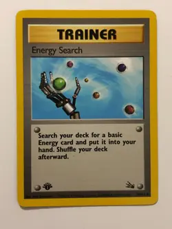 Pokemon Card 1st Edition Fossil Set Energy Search 59/62 Light Played - Image 1