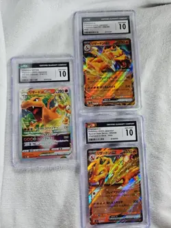 Pokemon Charizard Set Of 3 Slabs JPN Graded CGC GEM MINT 10 - Image 1