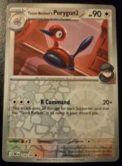 Team Rocket's Porygon2 154/182 Reverse Holo Common Destined Rivals Pokemon TCG - Image 1