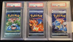 1999 WOTC Pokemon Base Foil Pack PSA 8 Charizard Blastoise Venusaur Set - Image 1