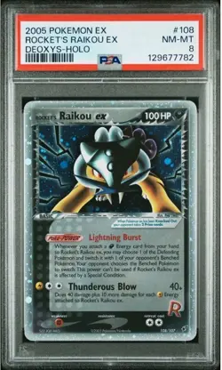 Rocket's Raikou Ex 108/107 Secret Rare Ultra Rare Pokemon Ex Deoxys PSA 8 - Image 1