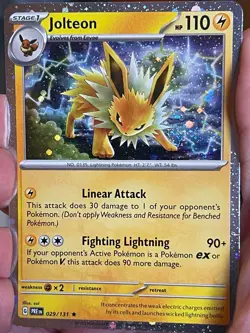 POKEMON JOLTEON 029/131 RARE COSMOS HOLOFOIL WITH SWIRL PRISMATIC EVOLUTIONS NM - Image 1