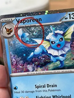 POKEMON VAPOREON 022/131 RARE COSMOS HOLOFOIL WITH SWIRL PRISMATIC EVOLUTIONS - Image 3