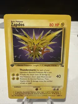 Pokemon TCG Zapdos 1st Edition Fossil Non-Holo Rare Card 30/62 NM Condition - Image 1