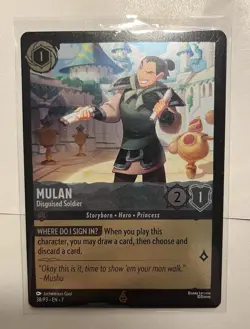 Disney Lorcana TCG Mulan Disguised Soldier Magical Places Promo Card 38/P3 - Image 1