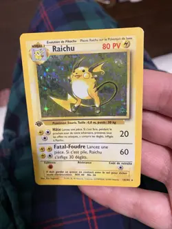 Raichu 14/102 1st Edition HOLO French Pokemon Card 1999 Base Set LP RARE 1999 - Image 1