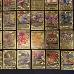 Pokemon Gold Foil Lot GX, VMax Pikachu, Charizard Lot of 62 Cards Fan Art 2018 - Image 4