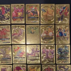 Pokemon Gold Foil Lot GX, VMax Pikachu, Charizard Lot of 62 Cards Fan Art 2018 - Image 5