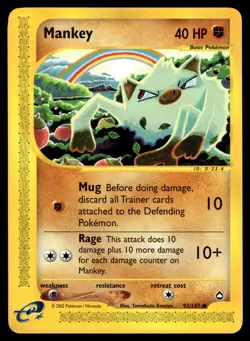 Mankey #092/147 Aquapolis Pokemon Near Mint or Better - Image 1