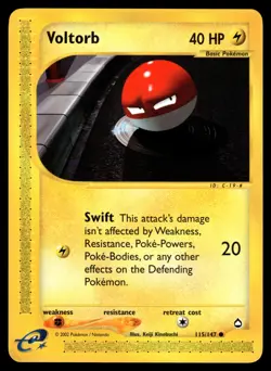 Voltorb (115) #115/147 Aquapolis Pokemon Near Mint or Better - Image 1