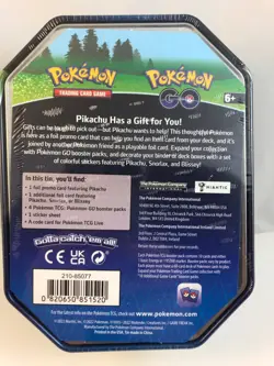 Pokemon GO 2022 Collectible Sealed Tin - Pikachu 4 Packs, 2 Foils & Stickers NEW 820650850776 - Image 3