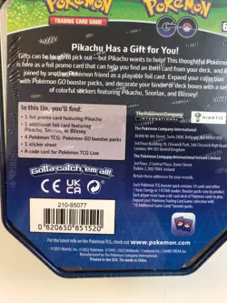 Pokemon GO 2022 Collectible Sealed Tin - Pikachu 4 Packs, 2 Foils & Stickers NEW 820650850776 - Image 4