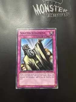 YUGIOH SOLEMN JUDGMENT BLACK RARE BP01-EN047 1ST EDITION - Image 1