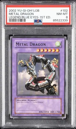 2002 YU-GI-OH! LOB-LEGEND OF BLUE EYES WHITE DRAGON 1ST ED METAL DRAGON PSA 8 - Image 1