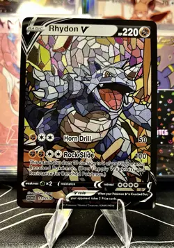 Rhydon Rhyhorn ACG Stained Glass Art Card - Pokemon Inspired Collector’s Card🔥 - Image 1