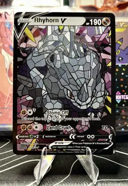Rhydon Rhyhorn ACG Stained Glass Art Card - Pokemon Inspired Collector’s Card🔥 - Image 2