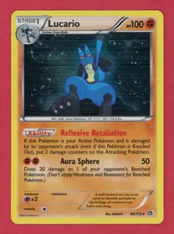 Lucario 80/113 Holo Rare Legendary Treasures Pokemon Card - MP - Image 1